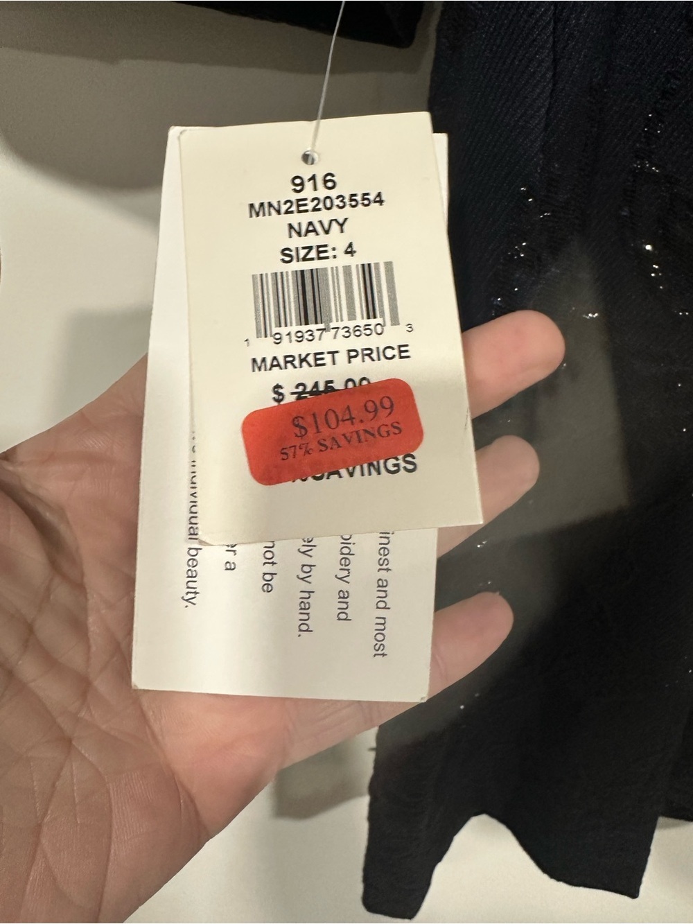 NWT Aidan Mattox Navy Sheath Cocktail Dress Floral Jacquard Bell Sleeve Sz 4 - Picture 5 of 5
